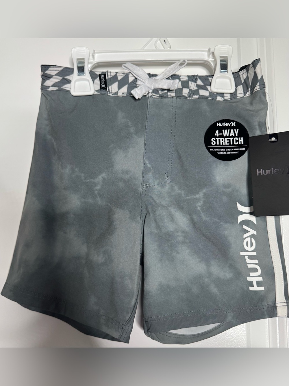 Hurley phantom Gray Tie-Dye 4-T 4-way Stretch swimming trunks pool wear